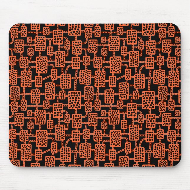 Abstrakt 041113 - Orange hösten på svart Musmatta (Framsidan)