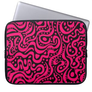 Abstrakt 041211 - Neon Red on Black Laptop Fodral
