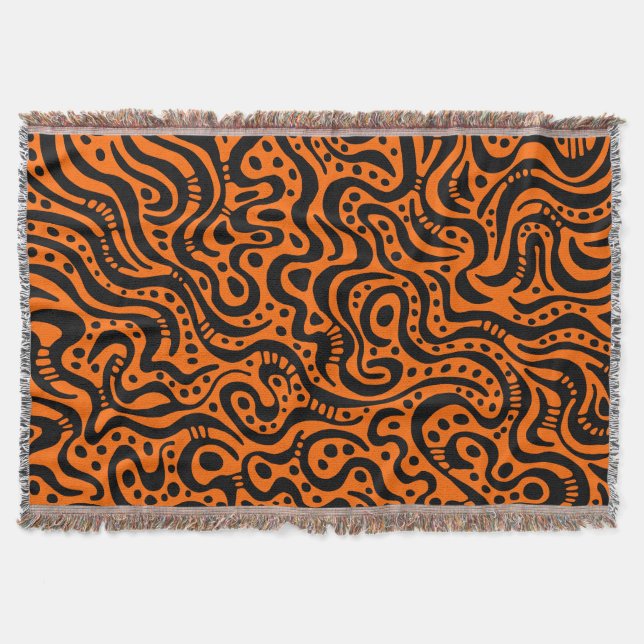 Abstrakt 041211 - Svart på Orangen Mysfilt (Framsidan)