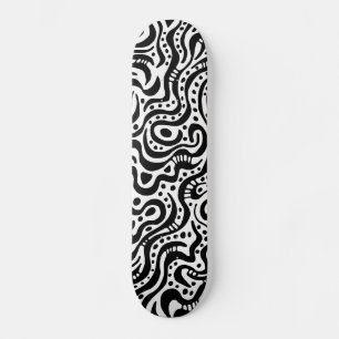 Abstrakt 041211v1 - Svart på trä Skateboard Bräda 19,5 Cm