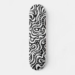 Abstrakt 041211v1 - Vit på svart Mini Skateboard Bräda 18,7 Cm