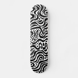 Abstrakt 041211v2 - svartvitt old school skateboard bräda 21,6 cm