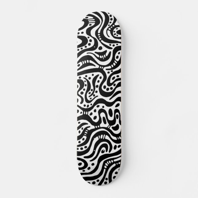 Abstrakt 041211v2 - svartvitt old school skateboard bräda 21,6 cm (Framsida)