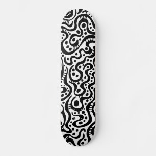 Abstrakt 041211v3 - Svart på trä Skateboard Bräda 20 Cm