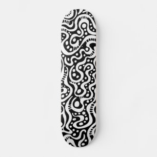 Abstrakt 041211v3 - Vit på svart Skateboard Bräda 20,5 Cm