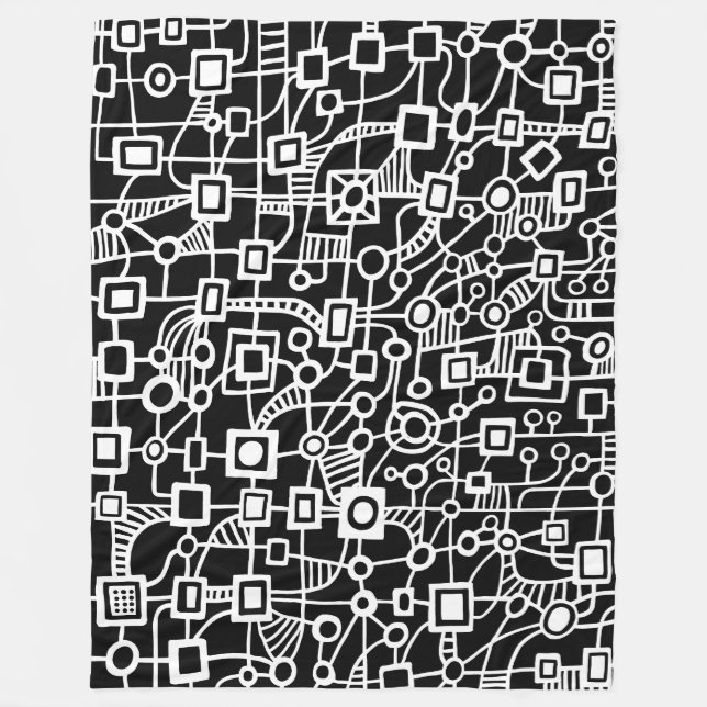 Abstrakt 070517 - Svartvit Fleecefilt (Framsidan)