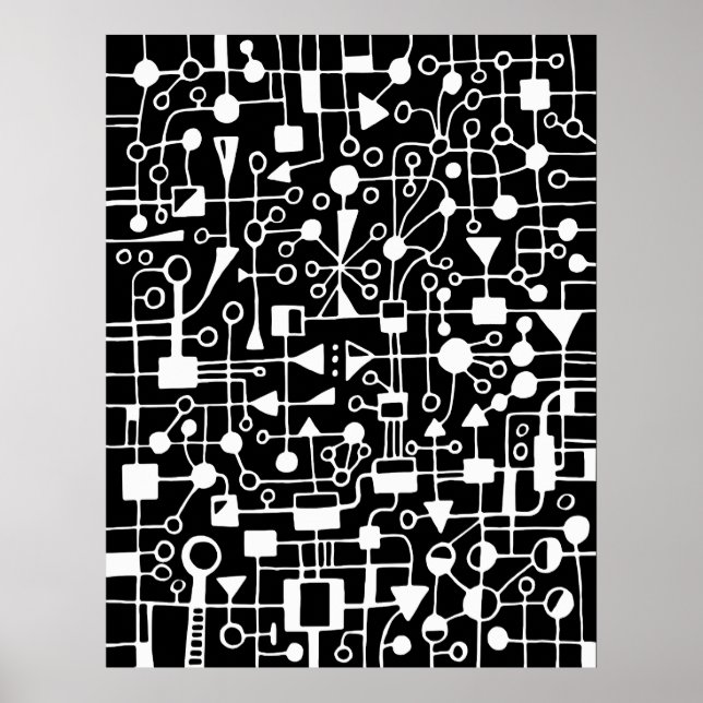Abstrakt 090112 - Vit i svart Poster (Framsidan)
