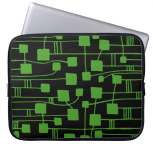 Abstrakt 111211 - Avocado-Grönt på svart Laptop Sleeve