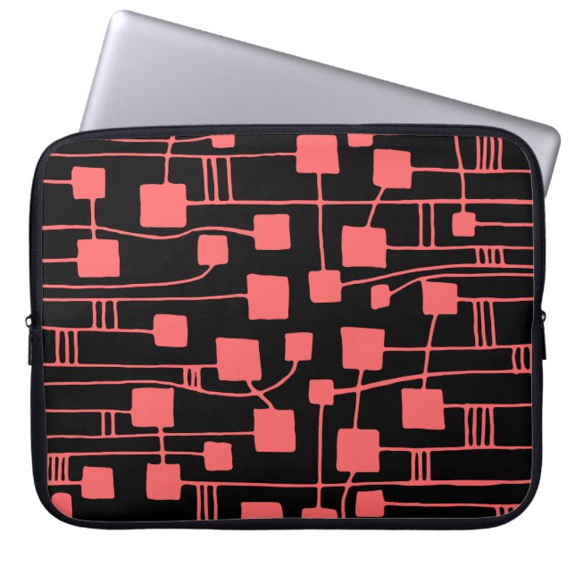 Abstrakt 111211 - Tropisk Rosa på svart Laptop Sleeve (Framsidan)