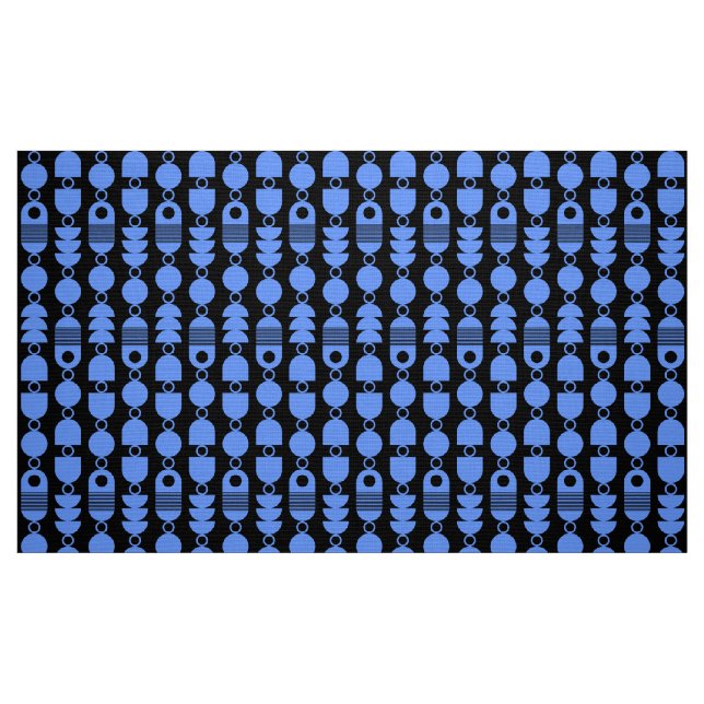 Abstrakt 140823 - Baby blue på svart Tyg (Fat Quarter)