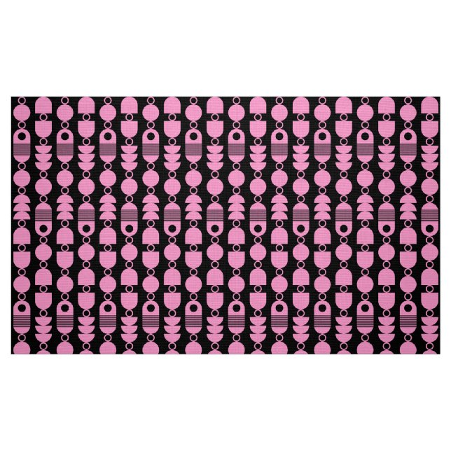 Abstrakt 140823 - Rosa på svart Tyg (Fat Quarter)
