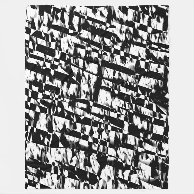 Abstrakt 190819-010 - Svartvit Fleecefilt (Framsidan)