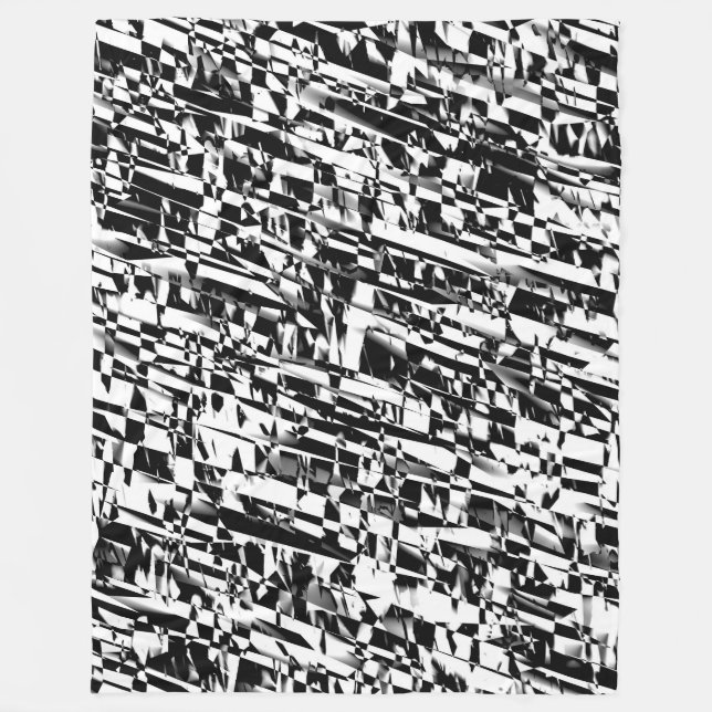 Abstrakt 190819-011 - Svartvit Fleecefilt (Framsidan)