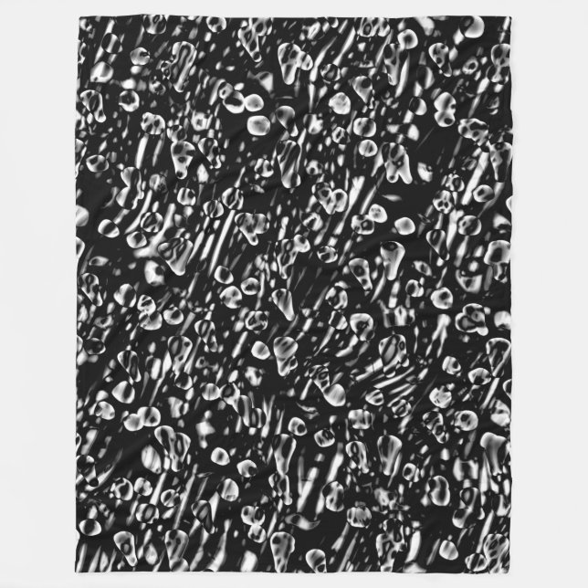 Abstrakt 190819-08 - Svartvit Fleecefilt (Framsidan)