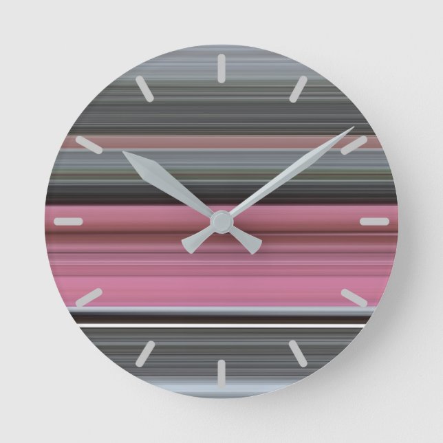 Abstrakt 1: Rosa och grått Rund Klocka (Framsida)