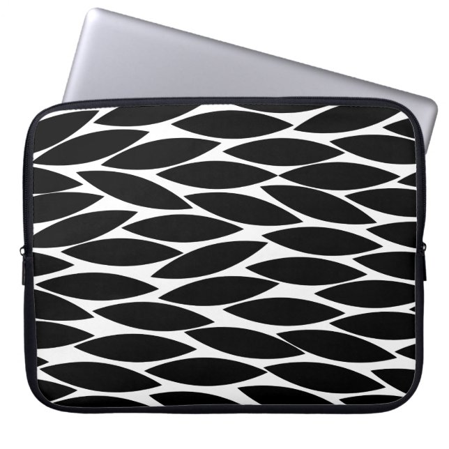 Abstrakt 250713 - Svartvit Laptop Sleeve (Framsidan)