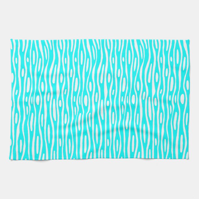 Abstrakt 280314 - Vit cyan Kökshandduk (Horisontell)
