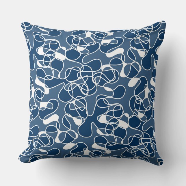 Abstrakt 290523 Shibori Blue and White Kudde (Framsida)