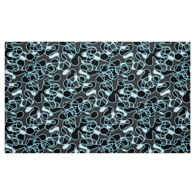 Abstrakt 290523 svart, Himlar blå och vit Tyg (Fat Quarter)