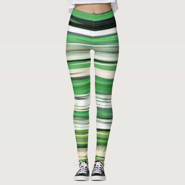 Abstrakt #2: Gröntens oskärpa Leggings (Framsida)
