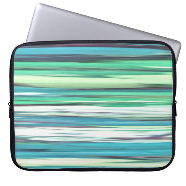 Abstrakt #2: Oskärpa för vattenblå grönt Laptop Sleeve (Framsidan)