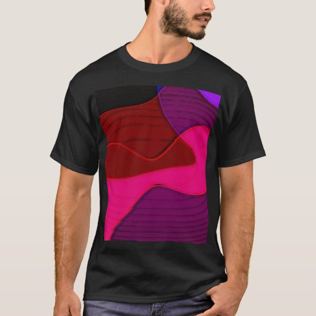 Abstrakt 328 - Lila Red Rosa T Shirt (Framsida)