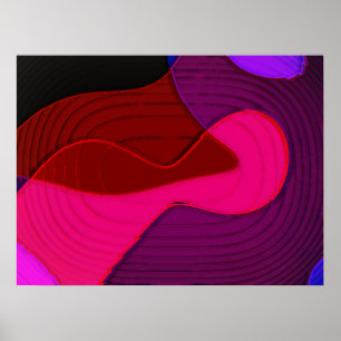 Abstrakt 328 - lila röd rosa konsthantverk poster