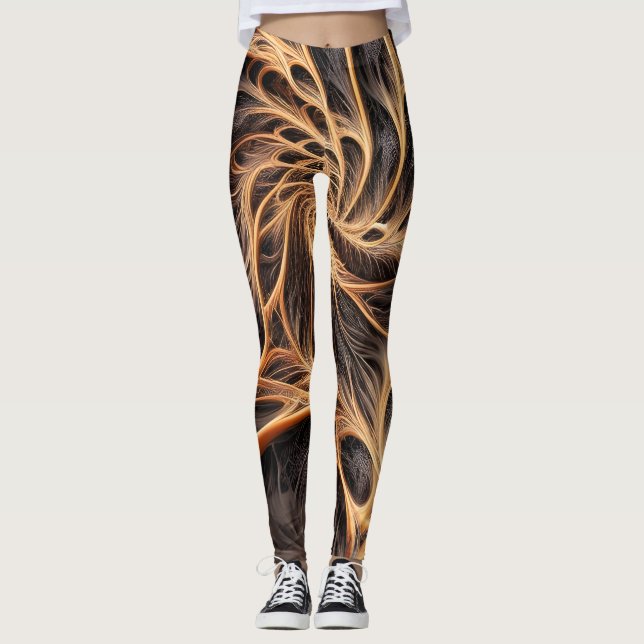 Abstrakt - 3D-bild, digital grafik, braun Leggings (Framsida)