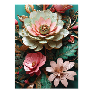 Abstrakt 3D-blommor Fototryck