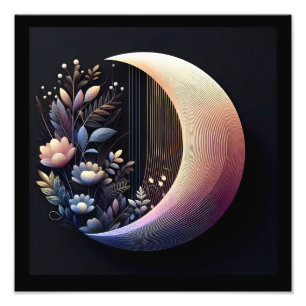 Abstrakt 3D-form Halva Måne-blommor Pastel Färg Fototryck