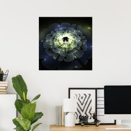 Abstrakt 3D Fractal Flower Poster