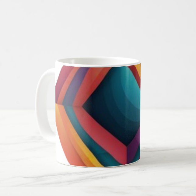 Abstrakt 3D geometrisk diamantgradientkonst Kaffemugg (Framsida vänster)