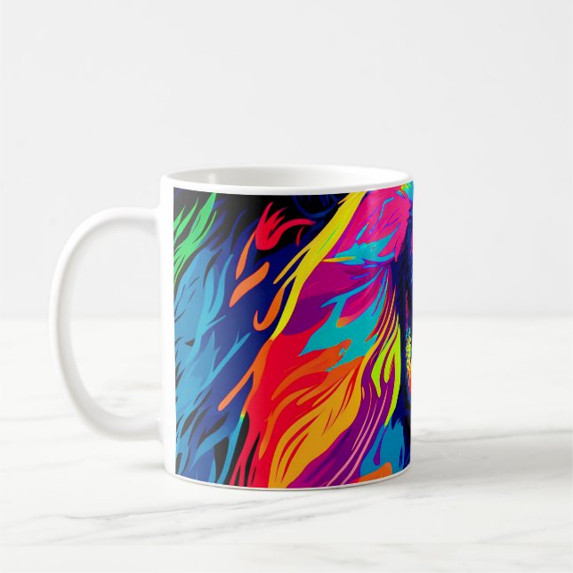 Abstrakt 3d Lejon Porträtt Digital Konst Kaffemugg (Vänster)