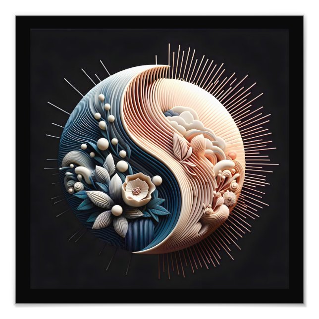 Abstrakt 3D Shape Yin Yang Flowers Pastel Färg Fototryck (Framsidan)