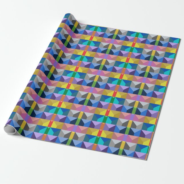 Abstrakt 3D-triangel-mönster Presentpapper (Utrullad)