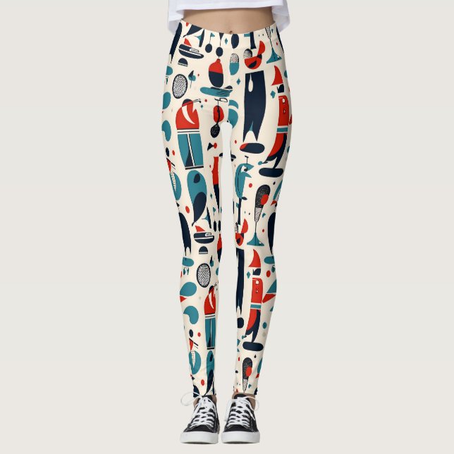 Abstrakt 50s Golf Mönster Leggings (Framsida)