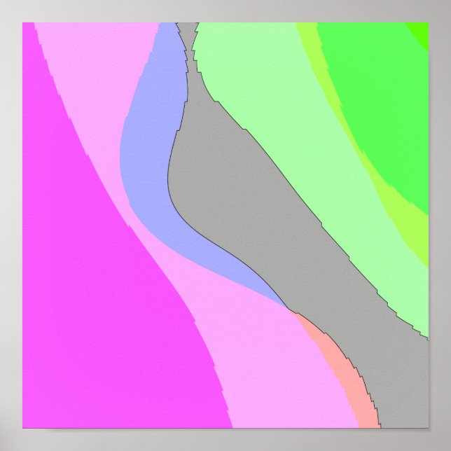 Abstrakt 703 - Retro Groovy Rosa Och Grön Poster (Framsidan)