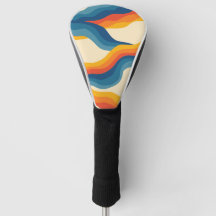 Abstrakt 70s Retro Orange Blue Vågigt Rand Mönster