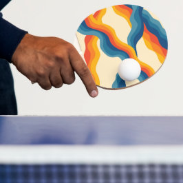 Abstrakt 70s Retro Orange Blue Vågigt Rand Mönster Pingisracket