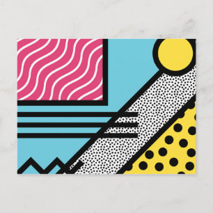 Abstrakt 80-talsmememphis popart stil grafik vykort