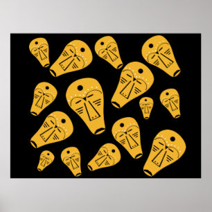 Abstrakt Aboriginell tatueringsmask Poster