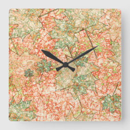 Abstrakt acer-löv på klippt koralljord fyrkantig klocka