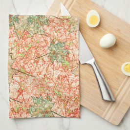 Abstrakt acer-löv på klippt koralljord kökshandduk