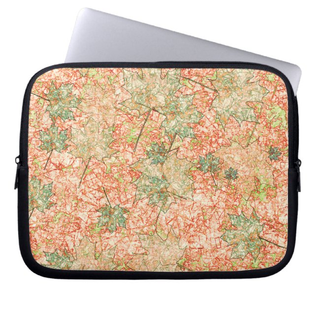 Abstrakt acer-löv på klippt koralljord laptop fodral (Framsidan)