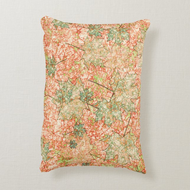 Abstrakt acer-löv på klippt koralljord prydnadskudde (Baksidan(Vertikal))