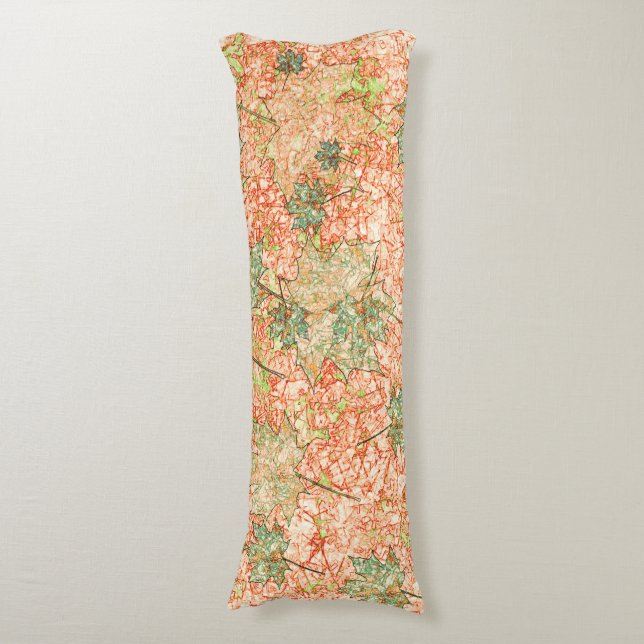 Abstrakt acer-löv på repad korallbakgrund kroppskudde (Framsidan Vertikal)