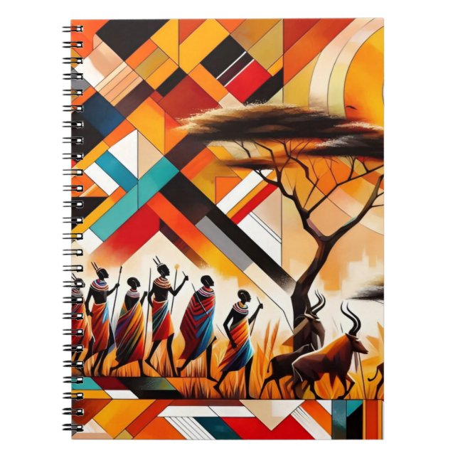 Abstrakt African Art Masai Geometric Anteckningsbok (Framsidan)