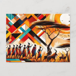Abstrakt African Art Masai Geometric Vykort