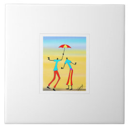 Abstrakt African Art, Tropical Summer Sunset Kakelplatta