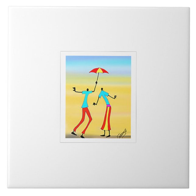 Abstrakt African Art, Tropical Summer Sunset Kakelplatta (Framsidan)